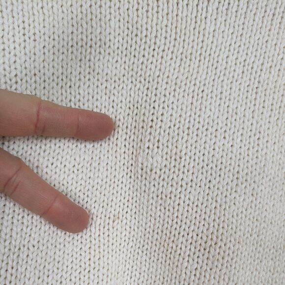 Vintage 90s Sweater Cable Knit Pearl Cropped Off White Coquette Feminine M - Picture 13 of 13
